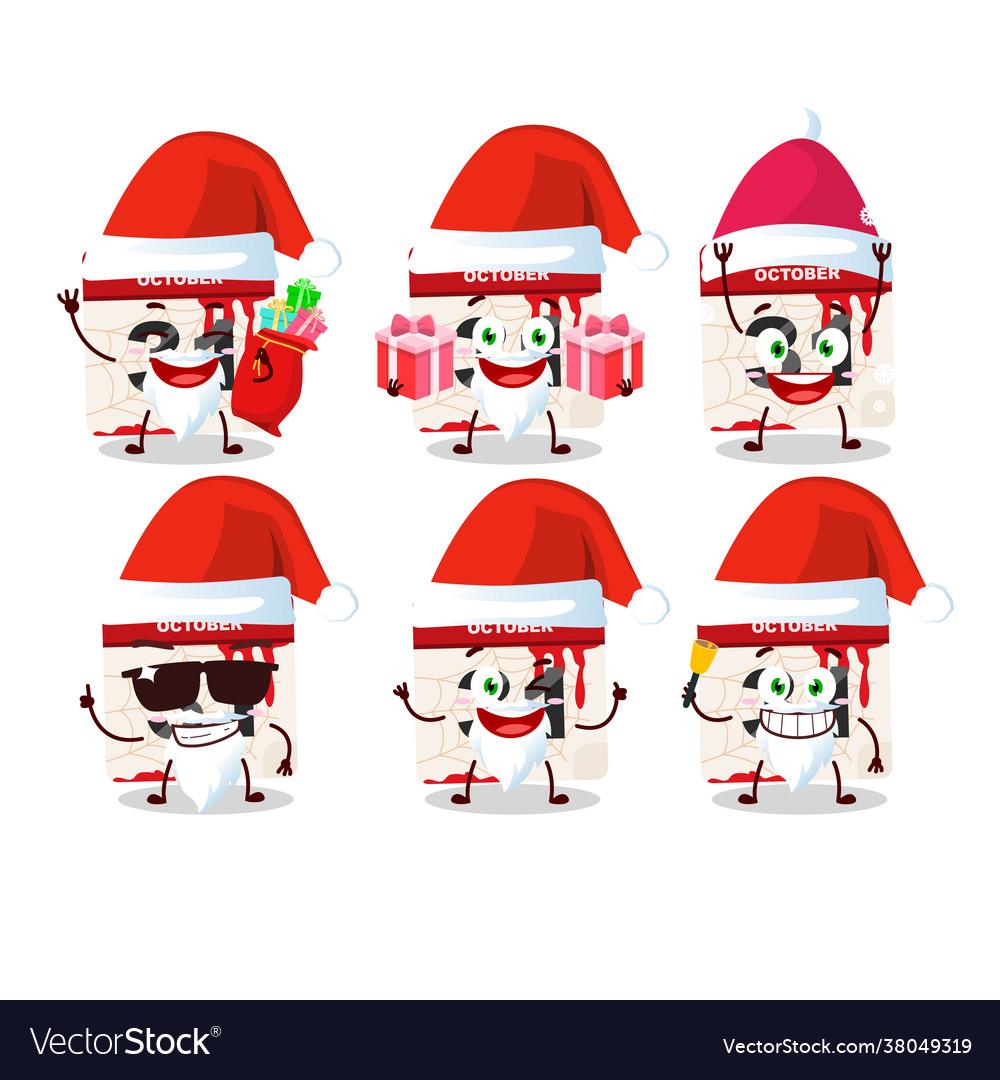 Santa claus emoticons with halloween calendar