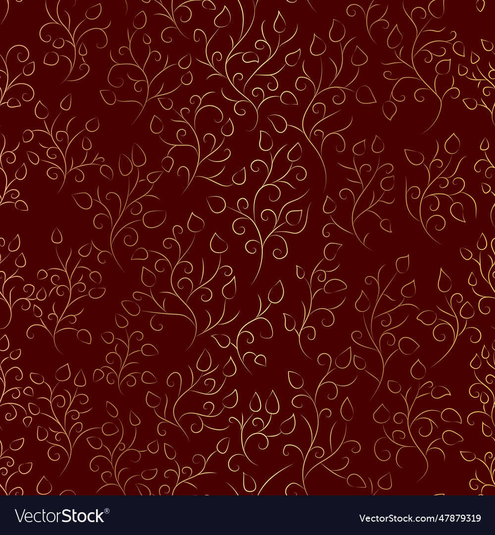Seamless pattern with golden curly leaves