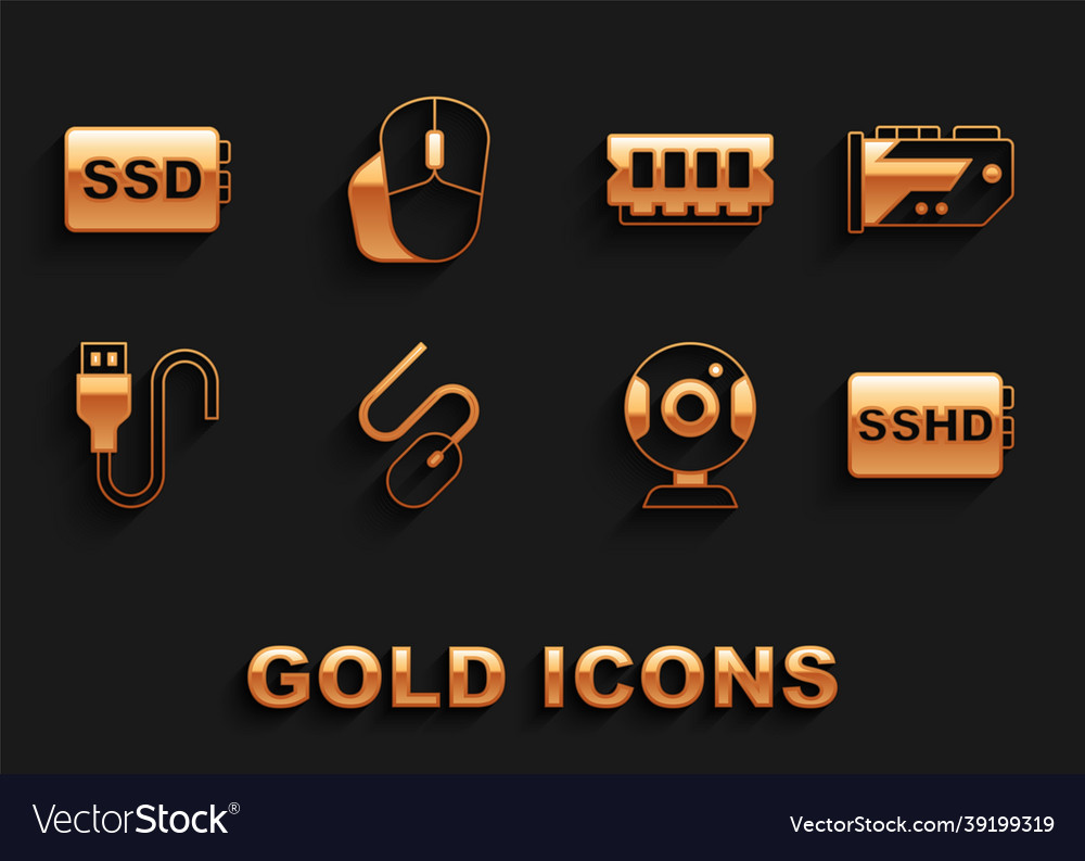 Set computer mouse video graphic card sshd web vector image Set computer mouse video graphic card sshd web