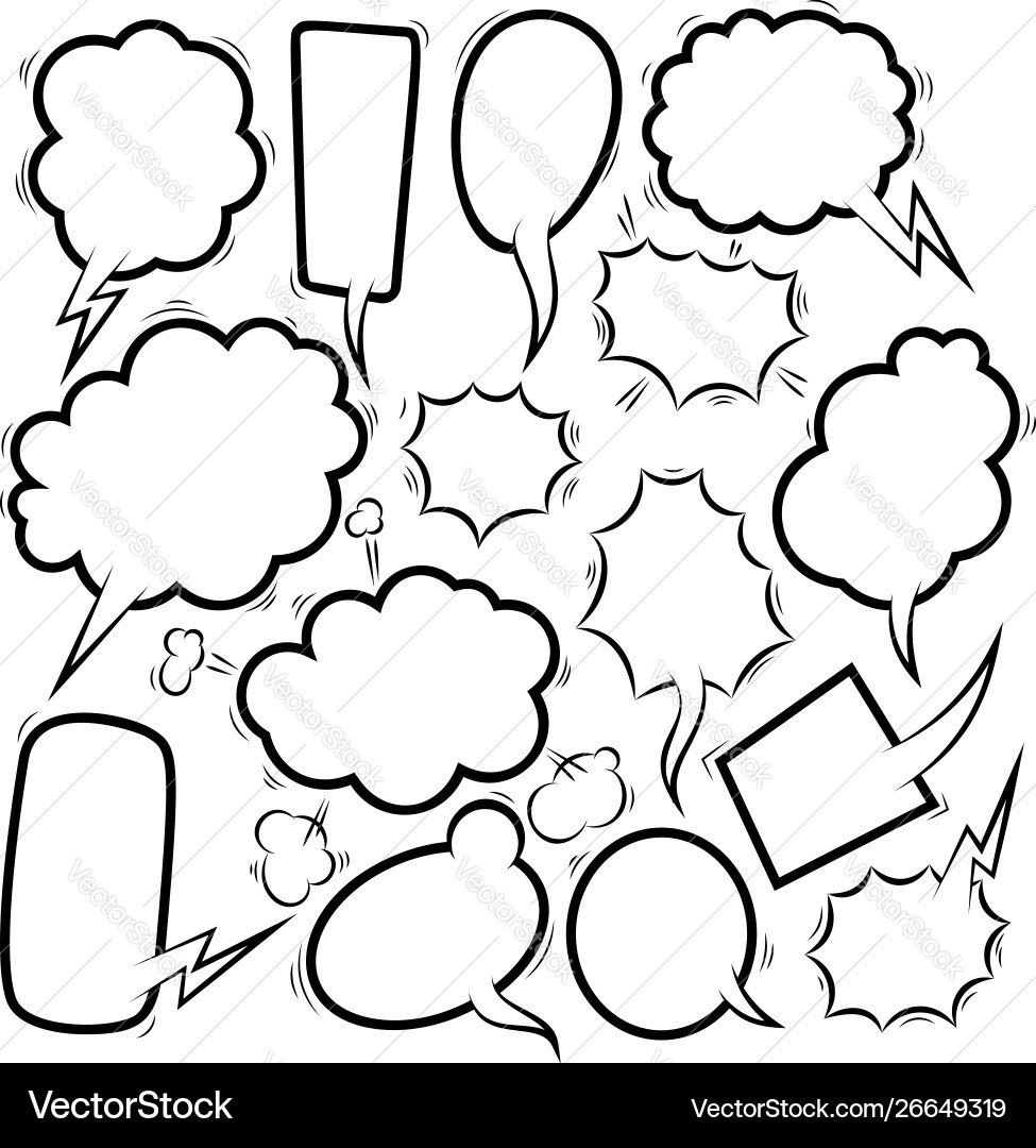 Set empty comic speech bubbles design element Vector Image