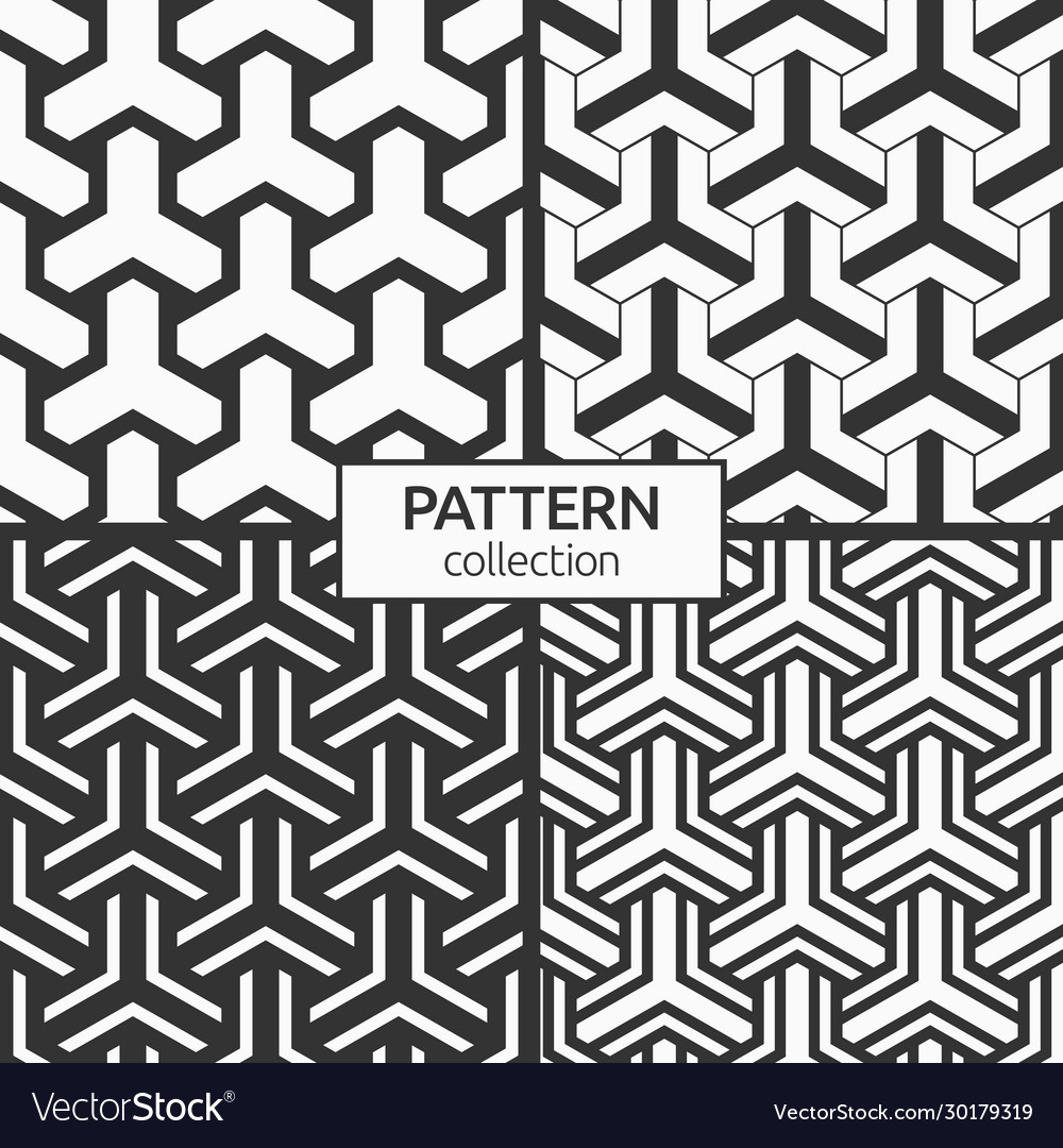 Set four seamless patterns geometric tiles