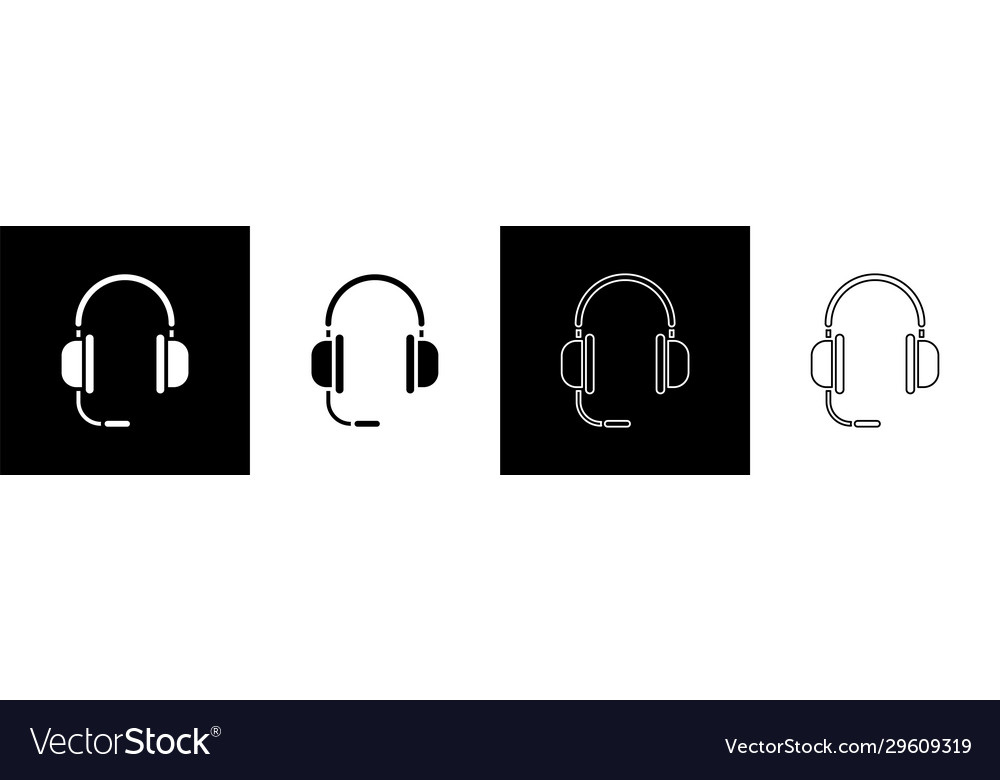 Set headphones with microphone icon isolated