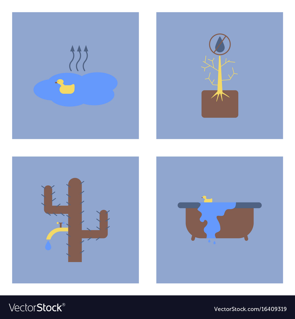 Set of ecology icons on color backgrounds square