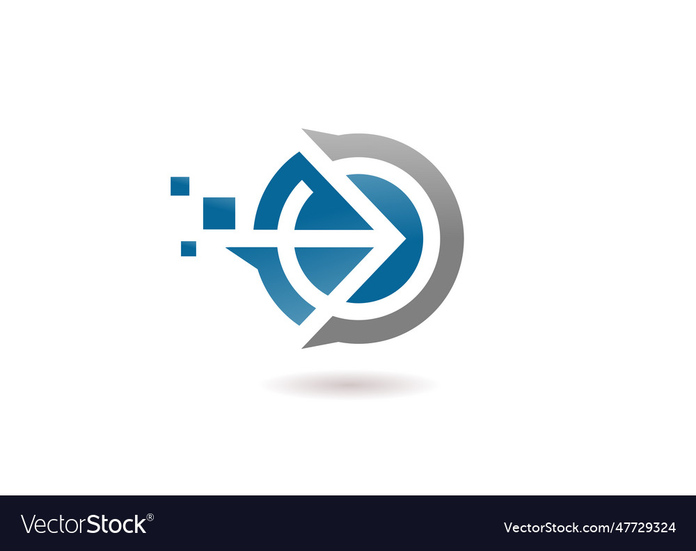 Arrow lines color with circle and pixel logo vector image Arrow lines color with circle and pixel logo