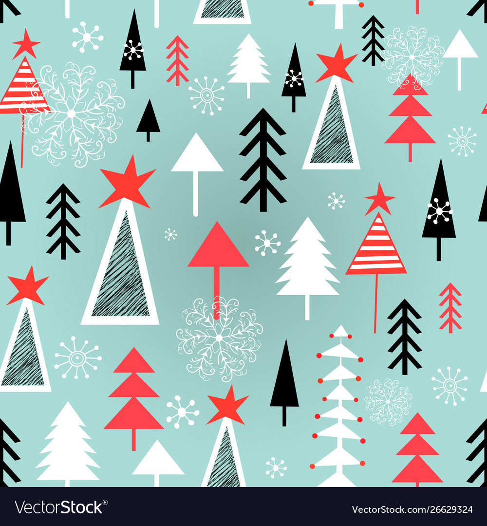 Christmas pattern with trees vector image Christmas pattern with trees