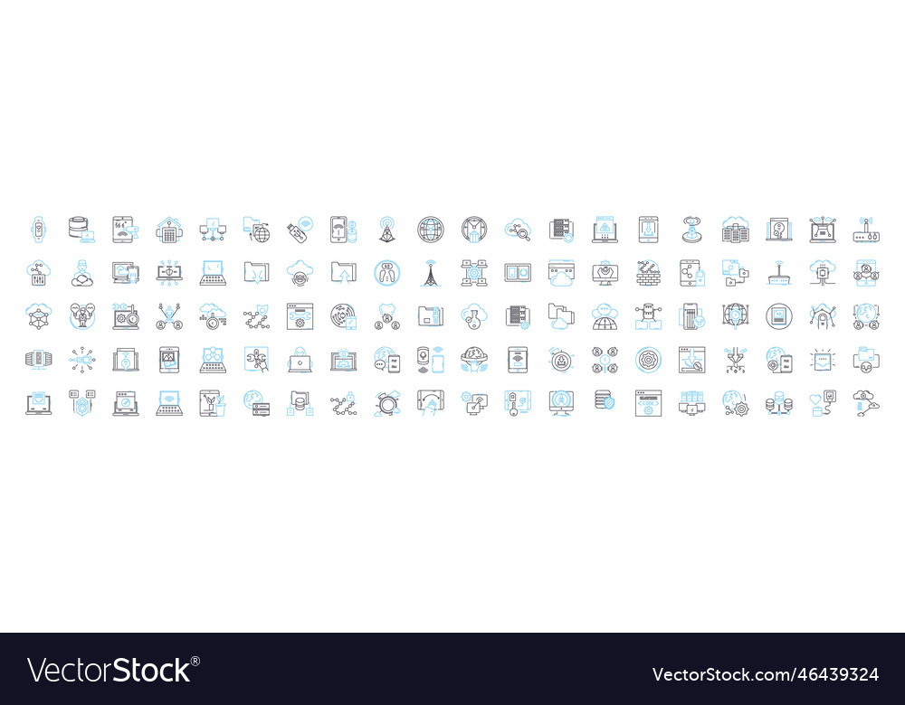 Computer tech line icons set vector image Computer tech line icons set