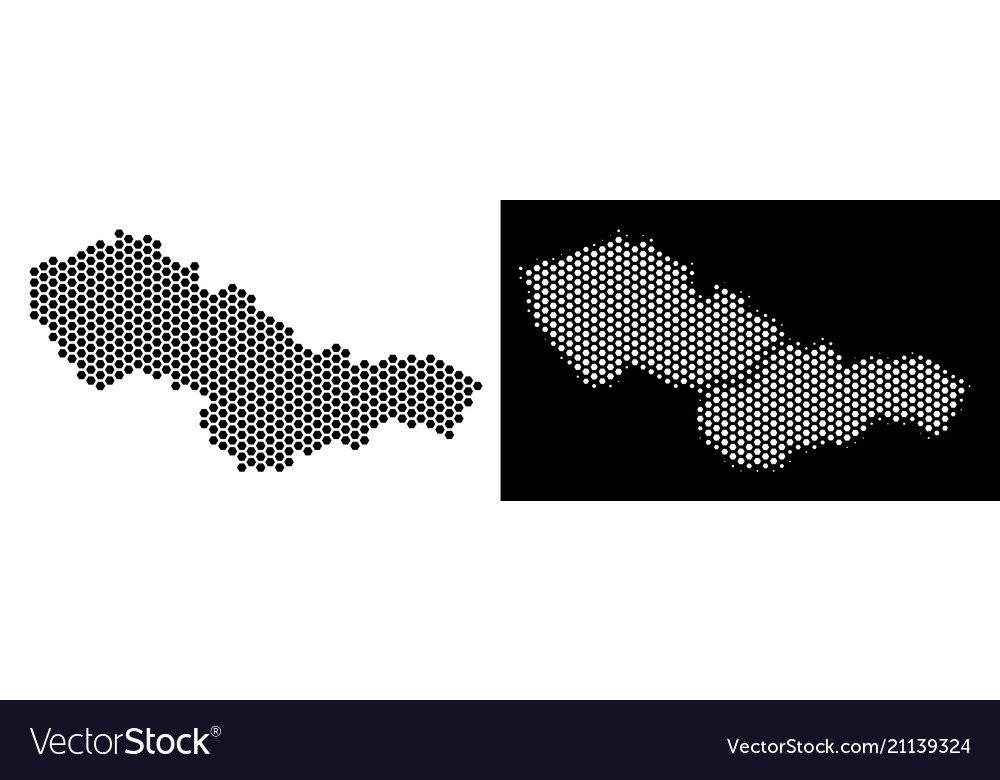Czechoslovakia map hex tile abstraction vector image Czechoslovakia map hex tile abstraction