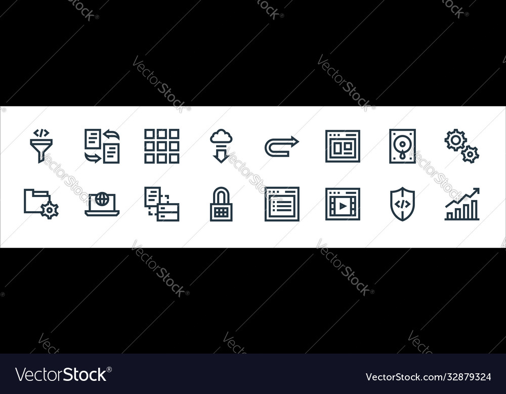 Development line icons linear set quality vector image Development line icons linear set quality