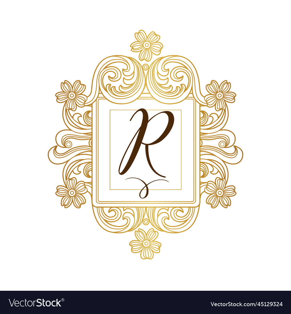 Golden elements monogram identity for design vector image Golden elements monogram identity for design