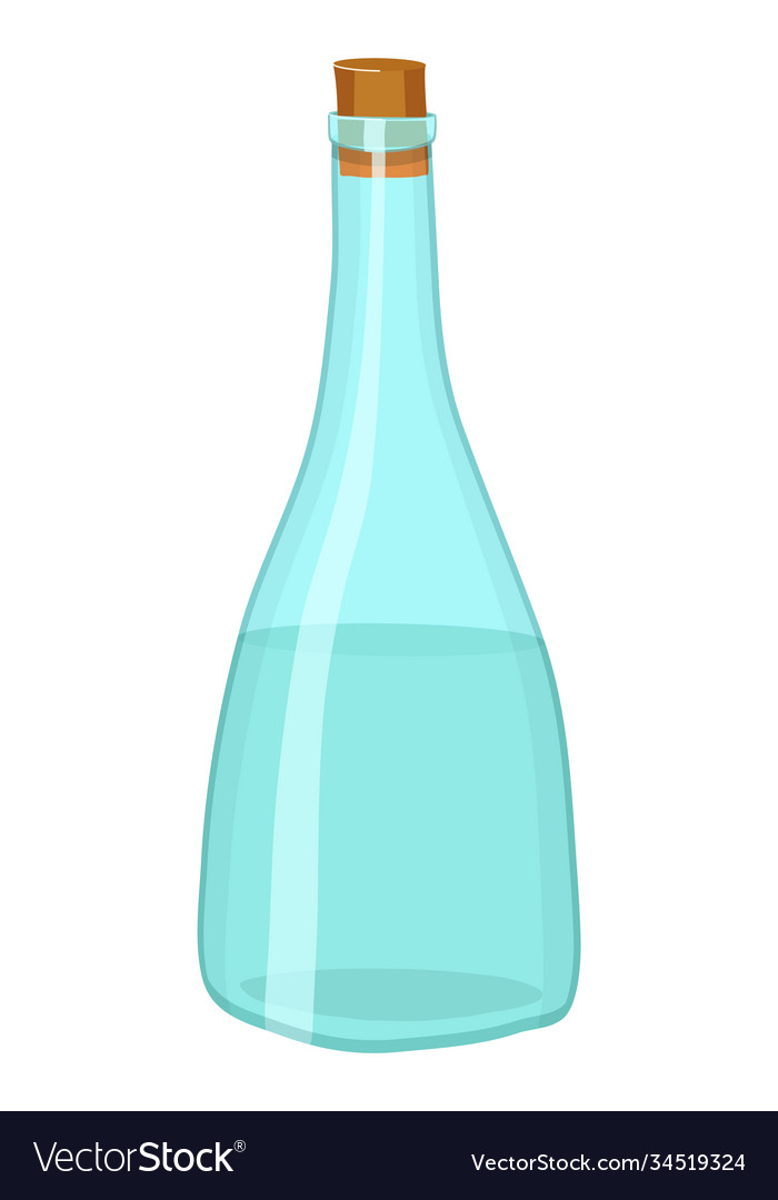 Isolated closed glass bottle with liquid inside Vector Image