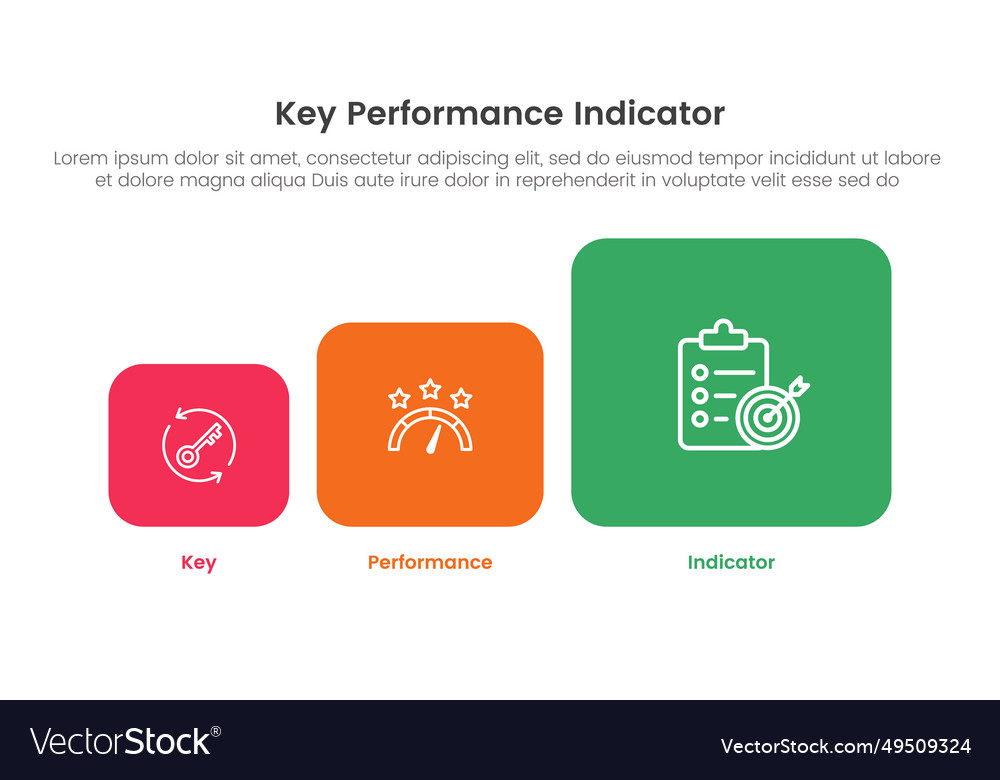 Kpi key performance indicator infographic 3 point vector image Kpi key performance indicator infographic 3 point