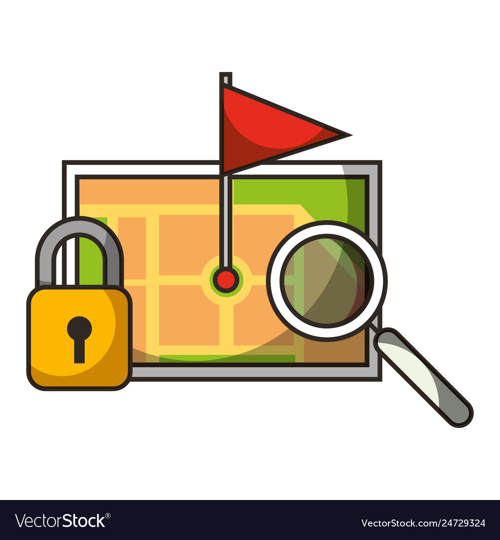 Map navigation marker security autonomous car vector image Map navigation marker security autonomous car