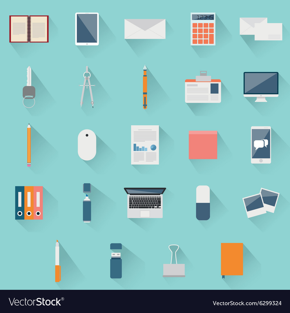 Office objects Royalty Free Vector Image - VectorStock