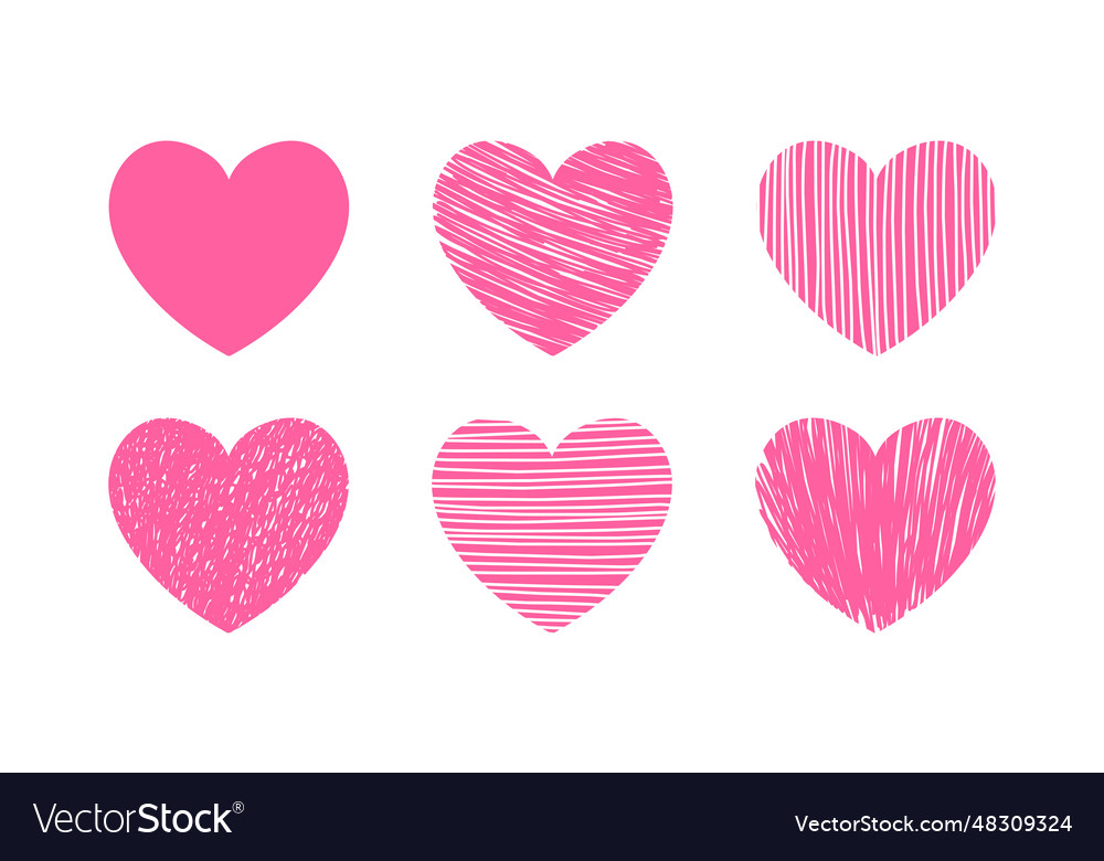 Pink heart set hearts collection isolated