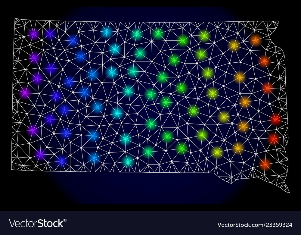 Polygonal 2d mesh map south dakota state