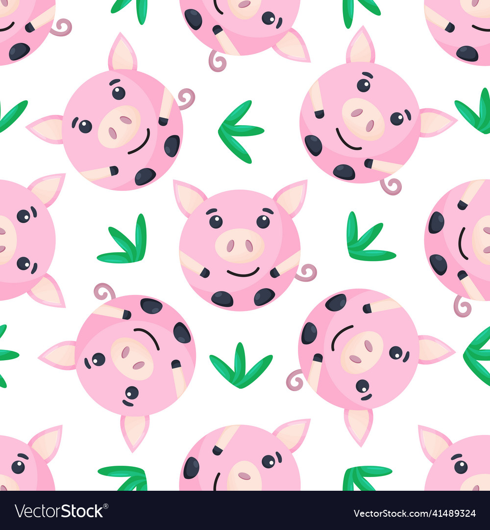 Round pig seamless pattern background Vector Image Round pig seamless pattern background