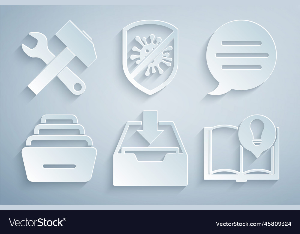 Set download inbox speech bubble chat drawer