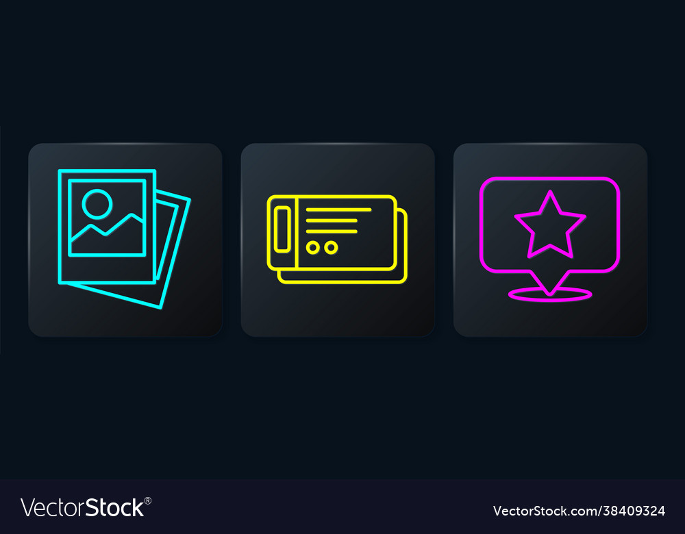 Set line photo map pointer with star and travel vector image Set line photo map pointer with star and travel
