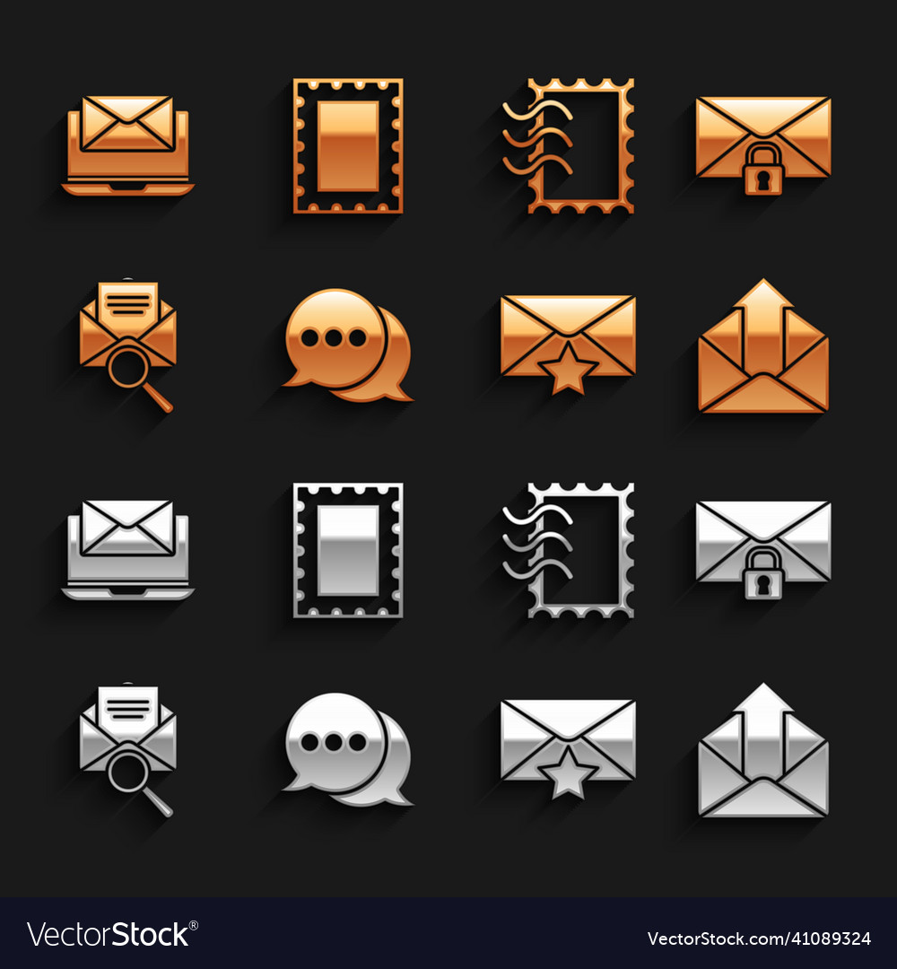 Set speech bubble chat mail message lock password vector image Set speech bubble chat mail message lock password