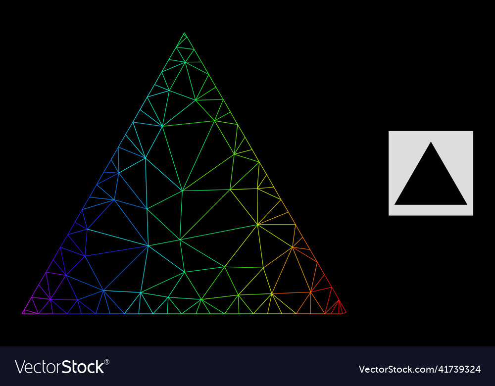 Spectral gradient polygonal mesh filled triangle vector image Spectral gradient polygonal mesh filled triangle