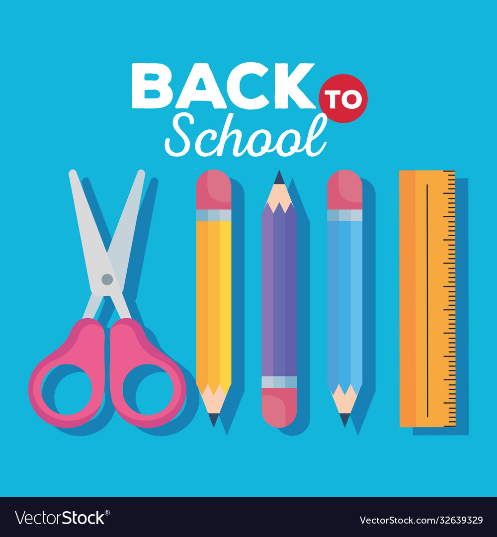 Back to school banner scissors with pencils