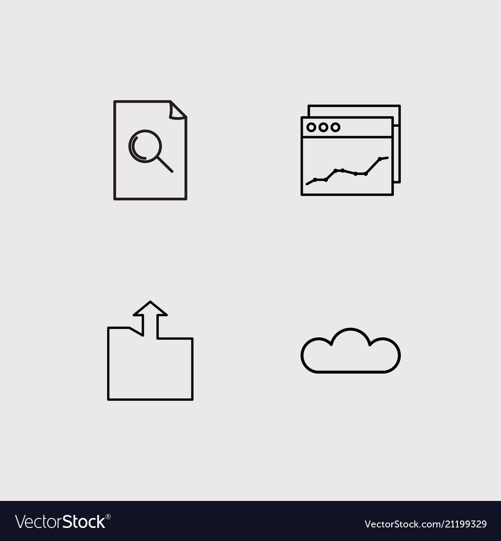 Data analytics simple linear icons set outlined