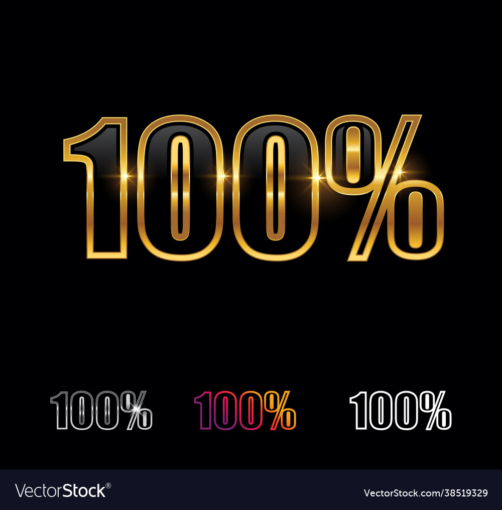 Golden 100 percentage sign Royalty Free Vector Image