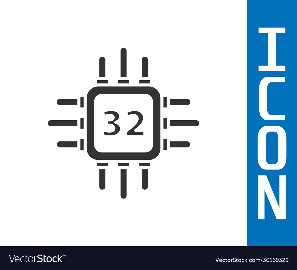 Grey computer processor with microcircuits cpu vector image Grey computer processor with microcircuits cpu