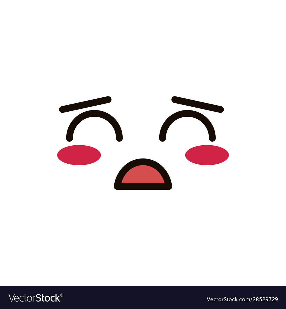 Kawaii cute face expression eyes and mouth scared Vector Image