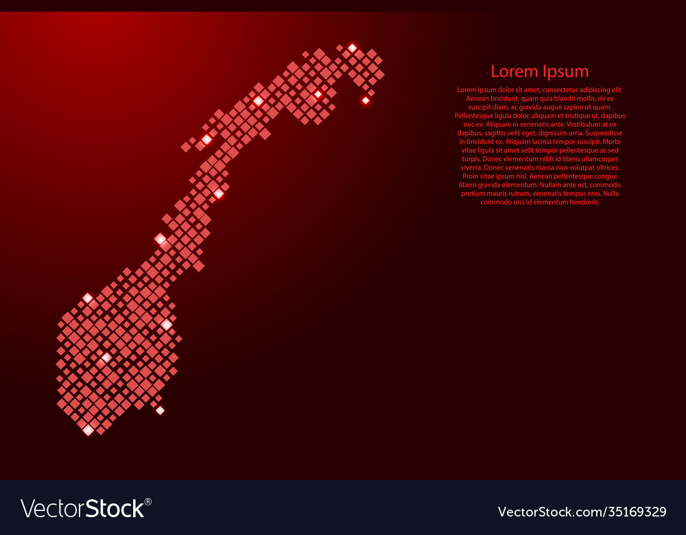 Norway map from red pattern rhombuses vector image Norway map from red pattern rhombuses