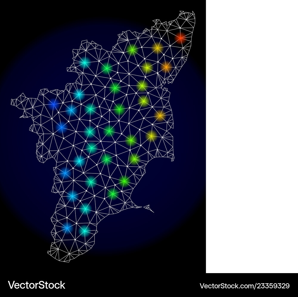 Polygonal 2d Mesh Map Of Tamil Nadu State With Vector Image