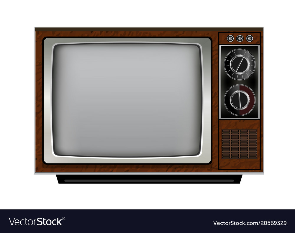 Retro old vintage television on white background