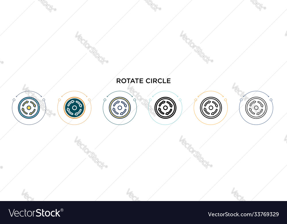 Rotate circle icon in filled thin line outline vector image Rotate circle icon in filled thin line outline