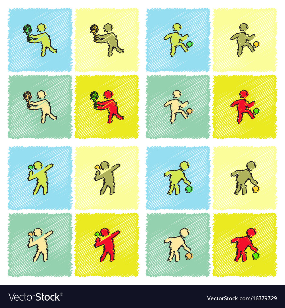 Set of olympic game design in hatching style