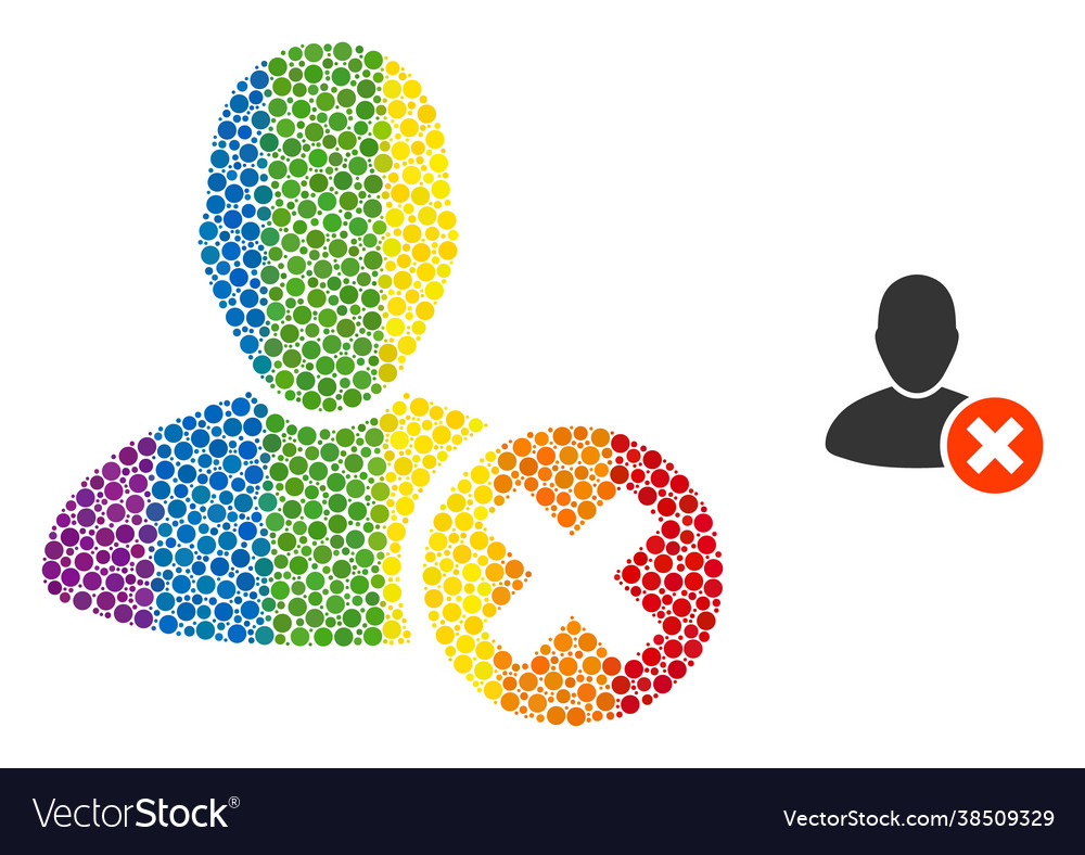 Spectrum delete user mosaic icon spheric dots vector image Spectrum delete user mosaic icon spheric dots