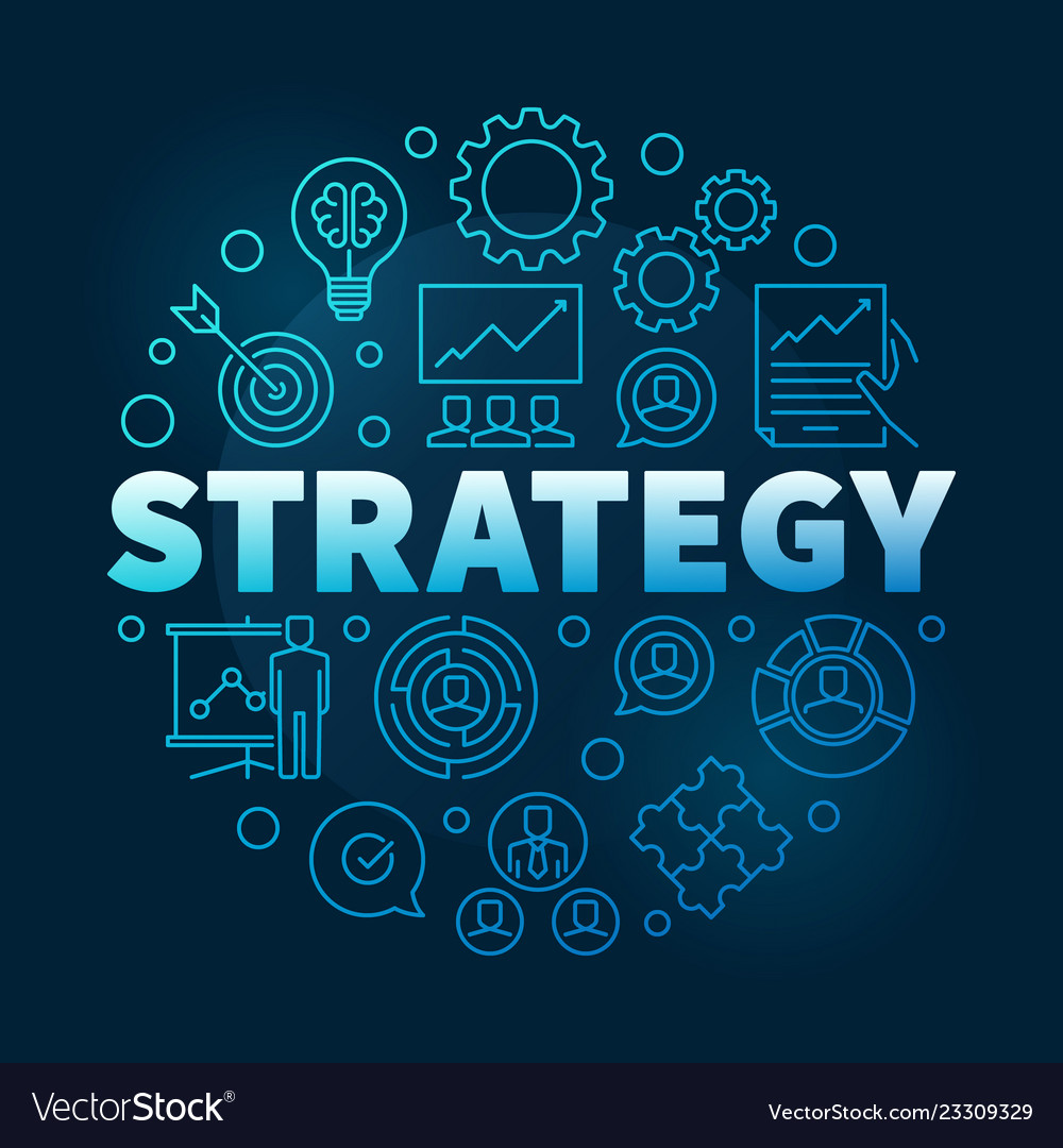 Strategy Round Blue Outline Royalty Free Vector Image