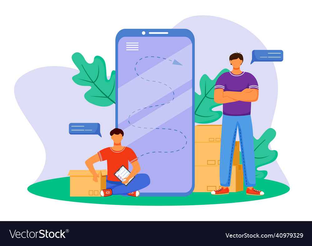 Tracking package flat color getting post vector image Tracking package flat color getting post