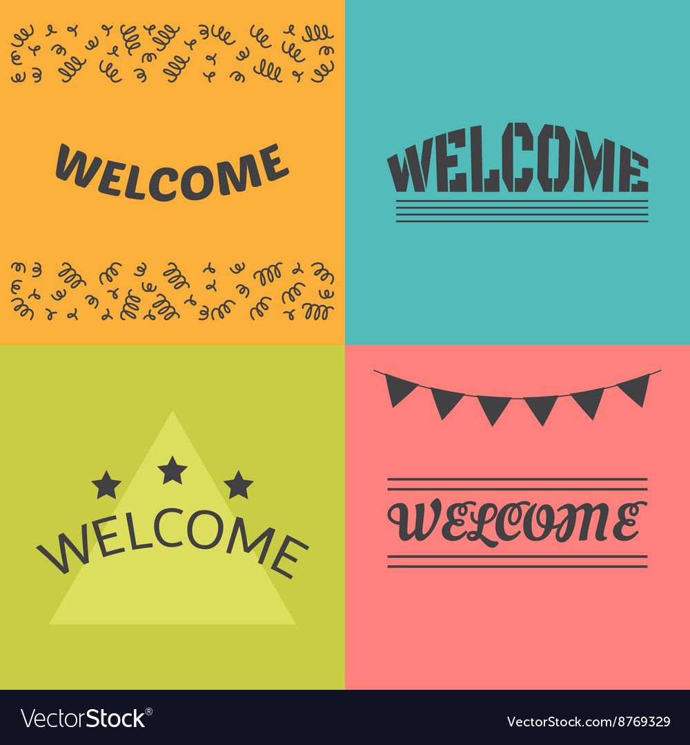 Welcome postcards collection decorative elements