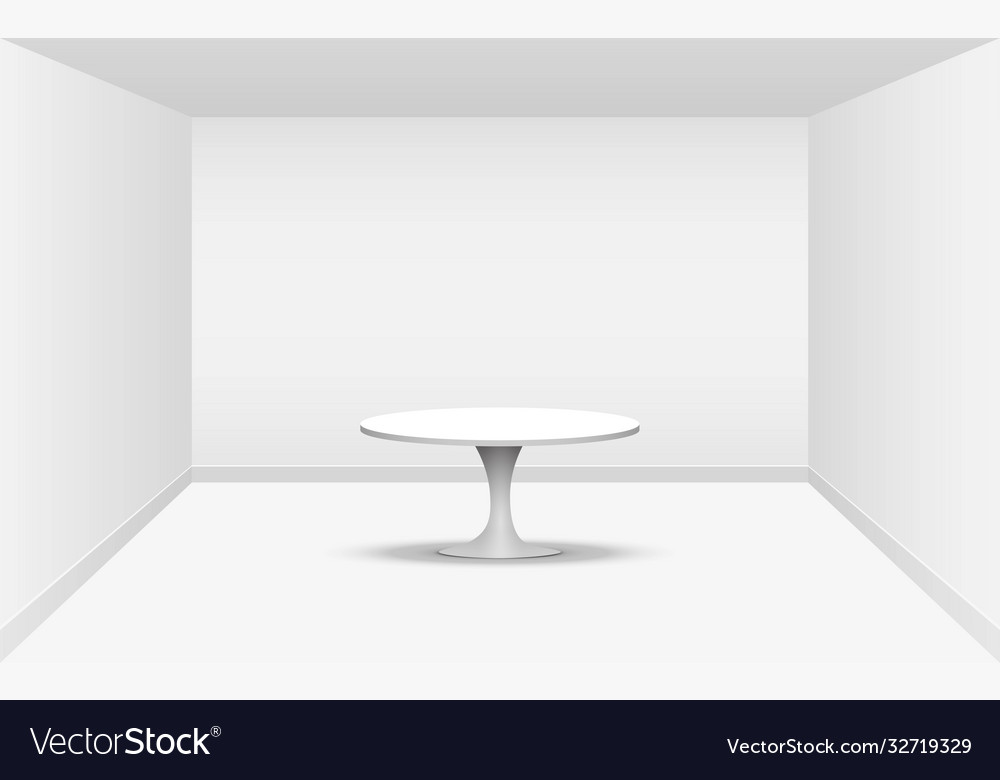 White round table in studio room Royalty Free Vector Image