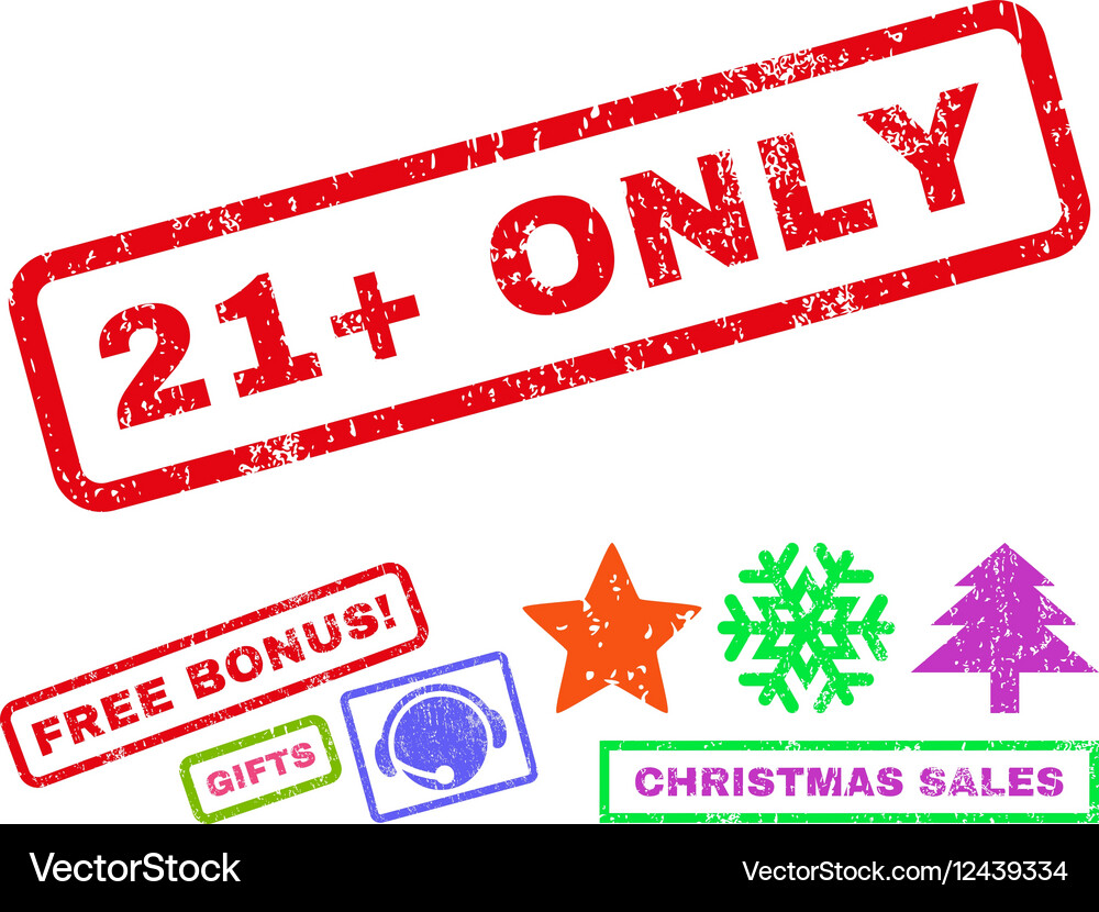 21 plus only rubber stamp Royalty Free Vector Image