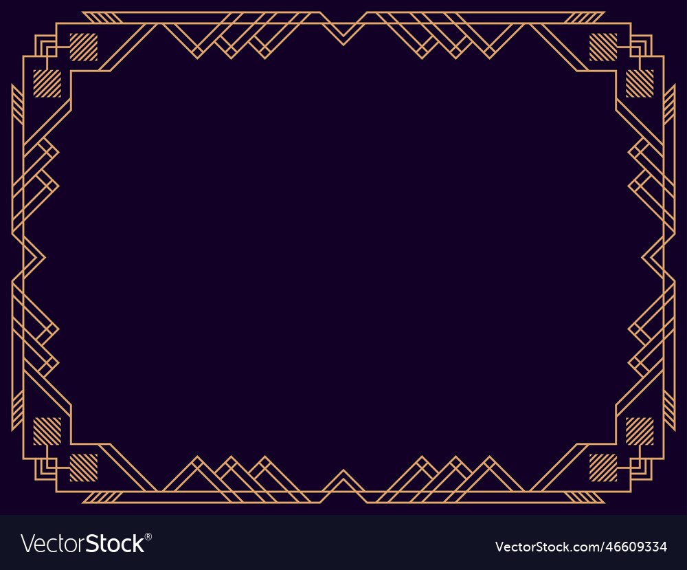 Art deco frame vintage linear border design Vector Image