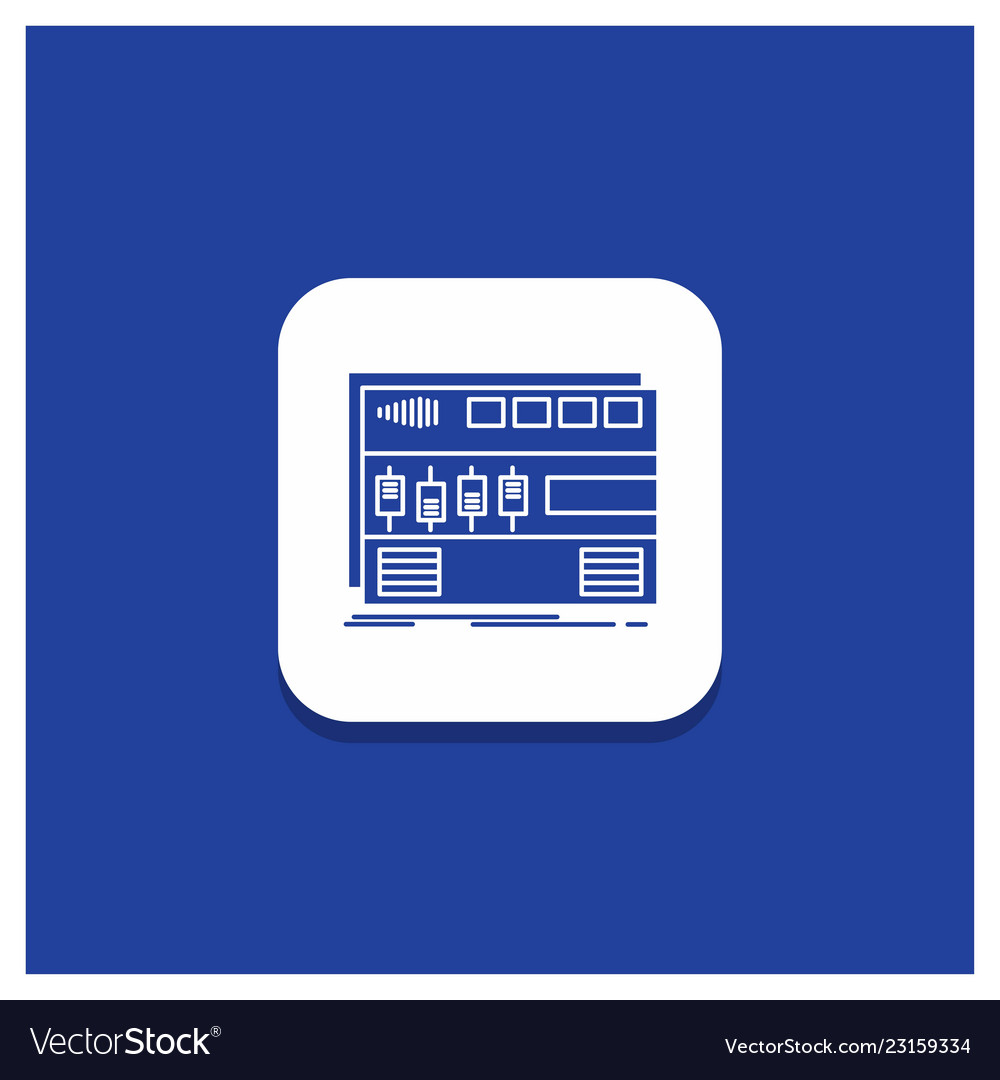 Blue round button for audio mastering module vector image Blue round button for audio mastering module
