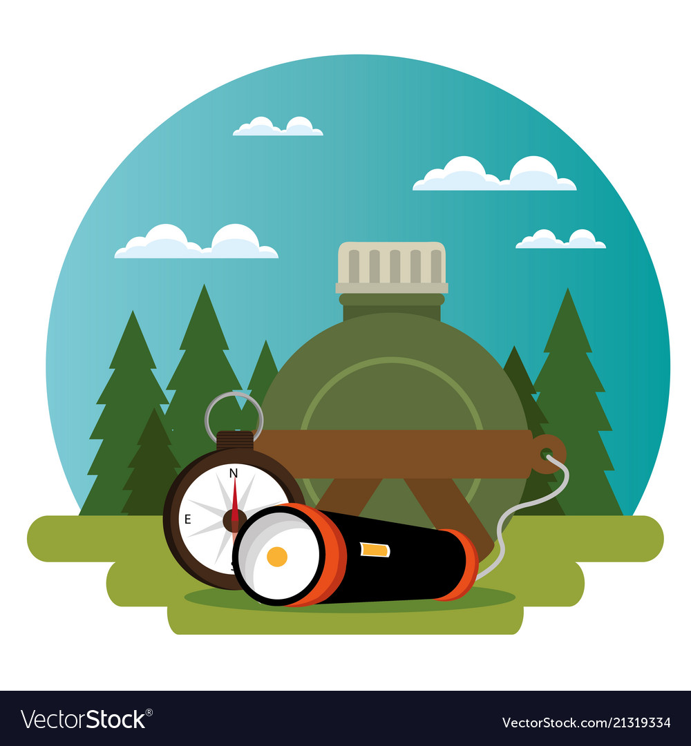 Camping zone with equipment Royalty Free Vector Image