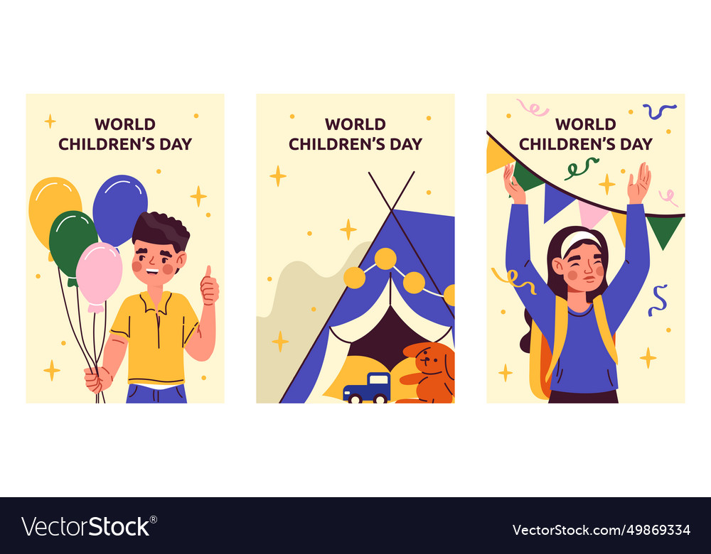 Children day celebration posters set