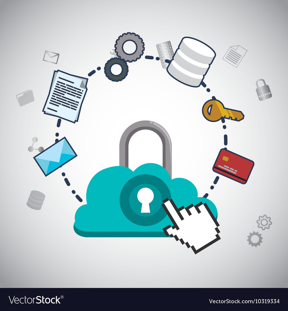 Cloud Computing padlock web hosting design