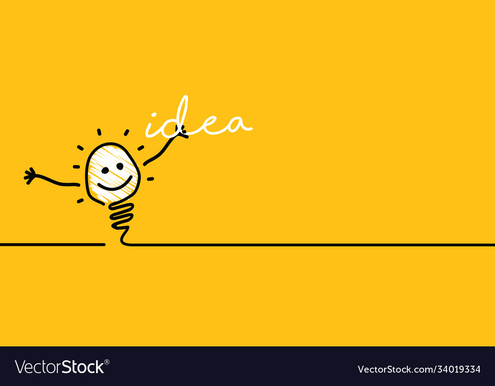 Comic cartoon brain electric lamp idea vector image Comic cartoon brain electric lamp idea