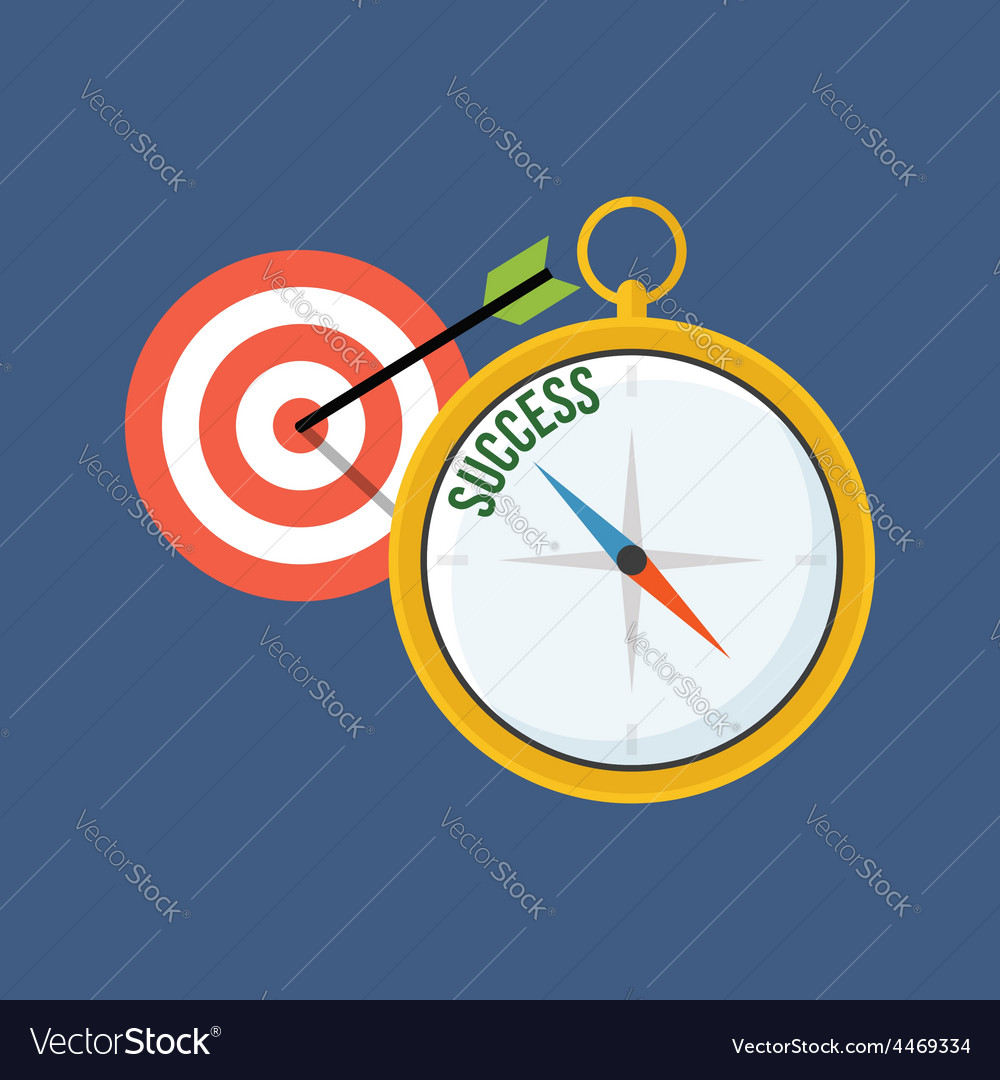 Compass points to success flat design isolated Vector Image