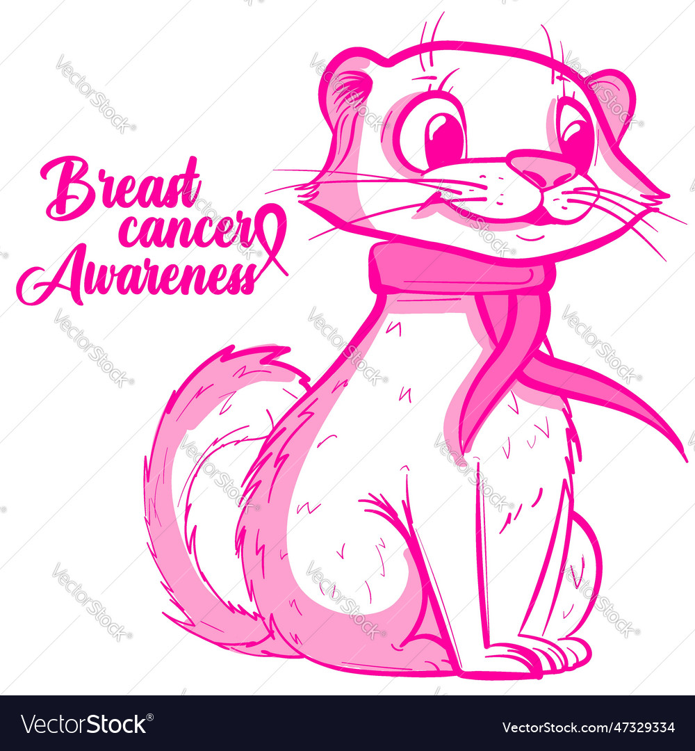 Conceptual art of a pink otter with ribbon