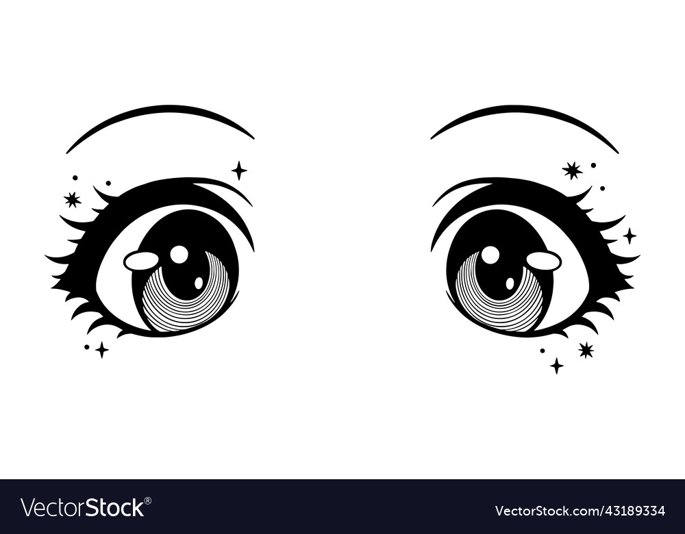 Isolated Set Anime Eyes Girl Kid Stock Vector (Royalty Free) 1536486275