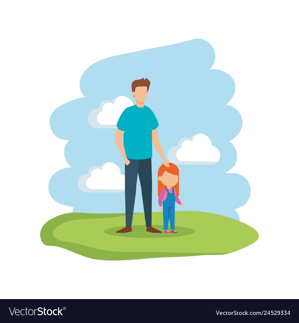 Father with daughter in the camp Royalty Free Vector Image